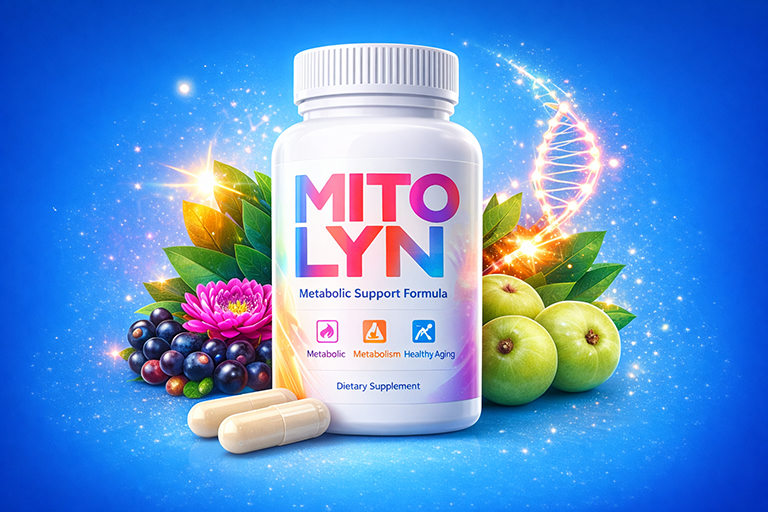 Mitolyn supplement bottle promoting metabolism, energy production, and healthy aging.
