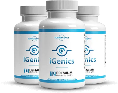iGenics premium vision support supplement bottles for eye health
