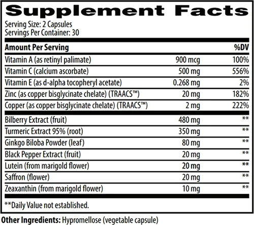iGenics supplement facts label showing vitamins, minerals, and plant extracts