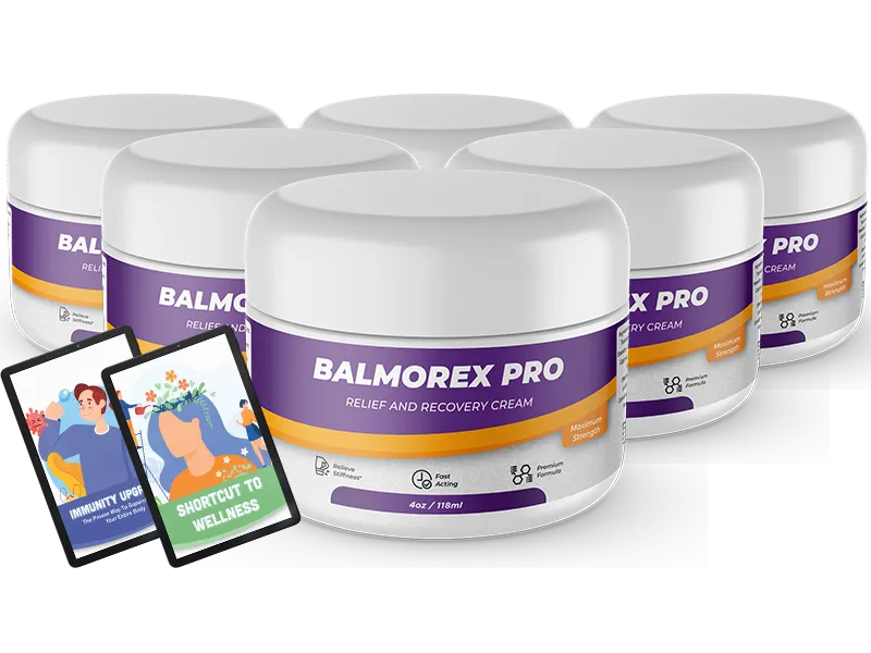 Six-jar Balmorex Pro bundle with pictured digital bonus guides
