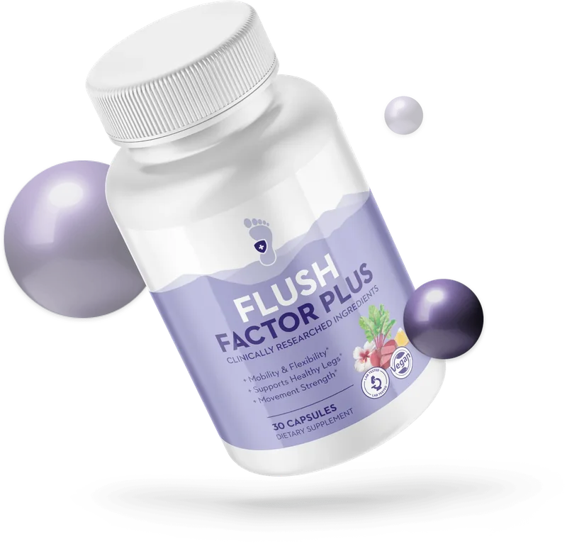 Flush Factor Plus supplement bottle with purple label