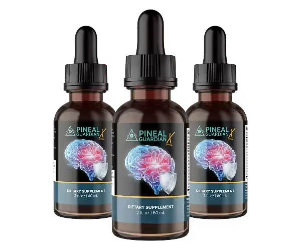 Three Pineal Guardian X dropper bottles pictured together